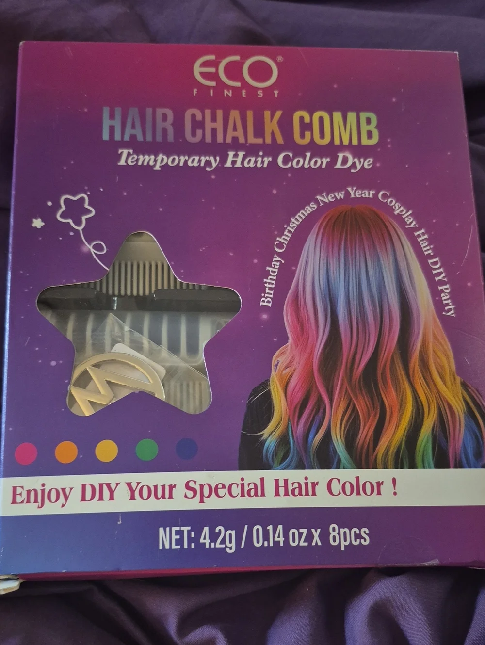 Hair Chalk Comb - Multicolor Temporary Hair Color Dye